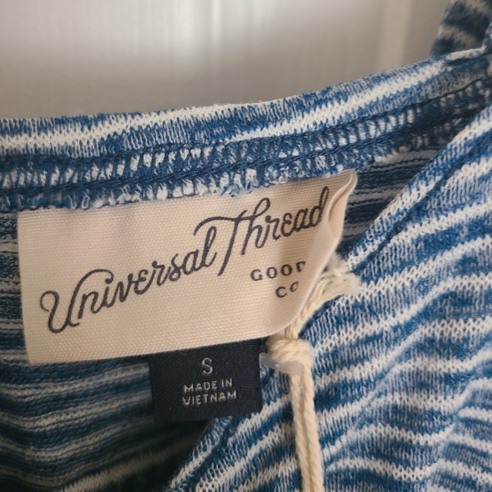 🆕️ NWT 🆕️ Universal Thread Blue Stripe Criss Cross Back Dress - Picture 3 of 4